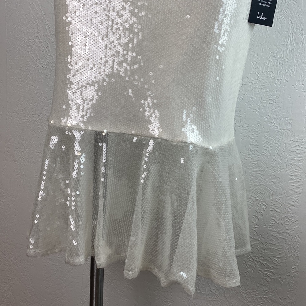 Lulu's Maximum Sparkle White Sequin Flutter Sleev… - image 5